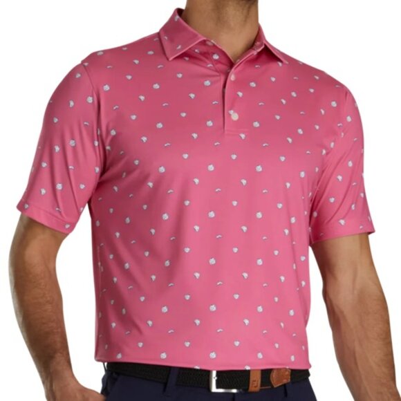 FootJoy Cookie Print Lisle Self Collar Polo Size L - Picture 1 of 8